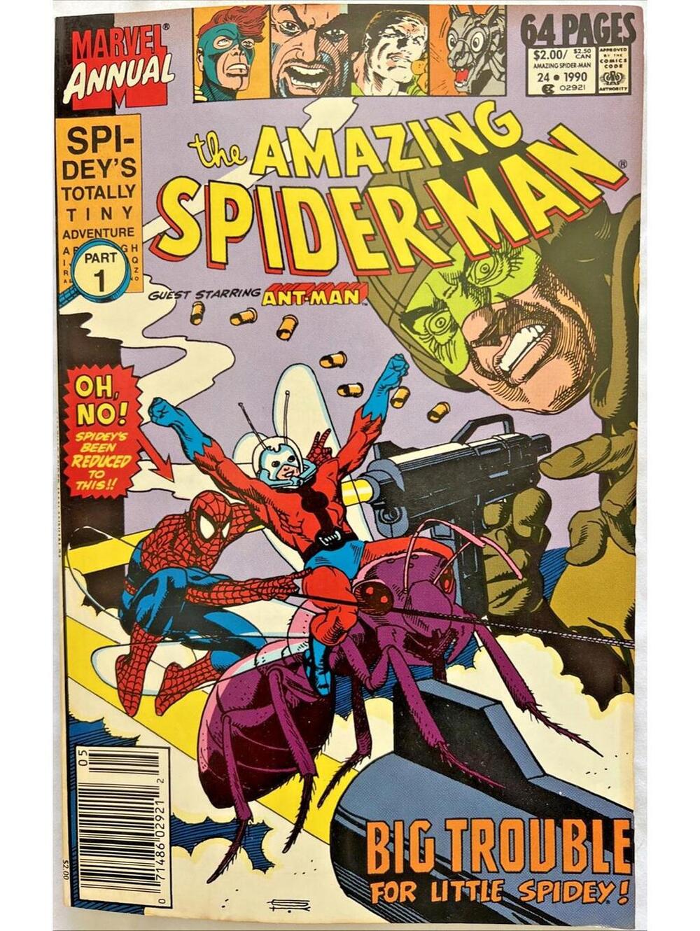 1990 Marvel Comics The AMAZING SPIDER-MAN Annual #24 w/ Ant-Man News Stand Vg